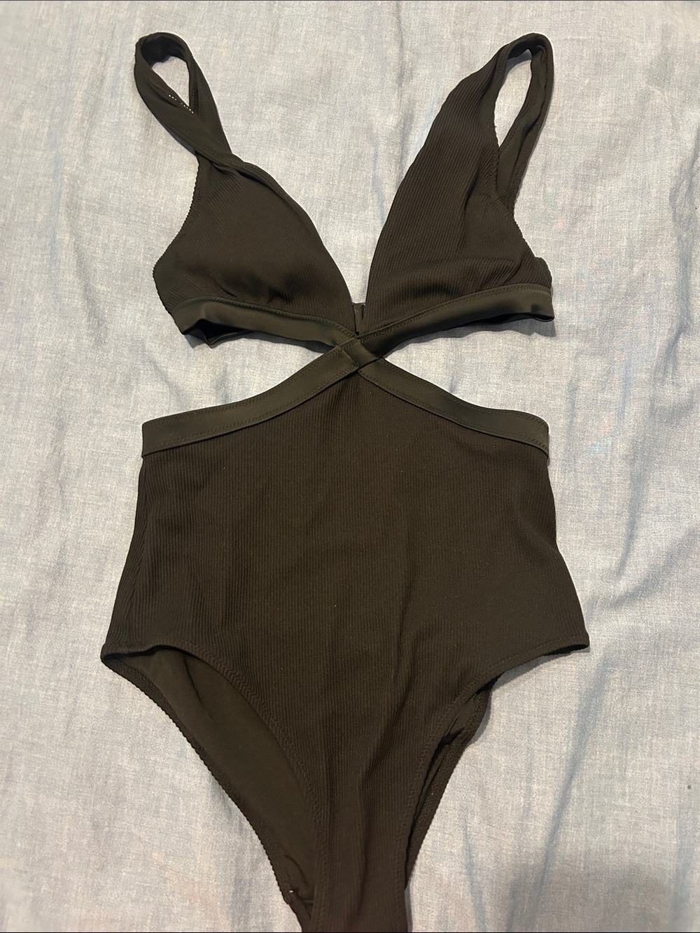 aerie Olive Green Cutout One-Piece Swimsuit